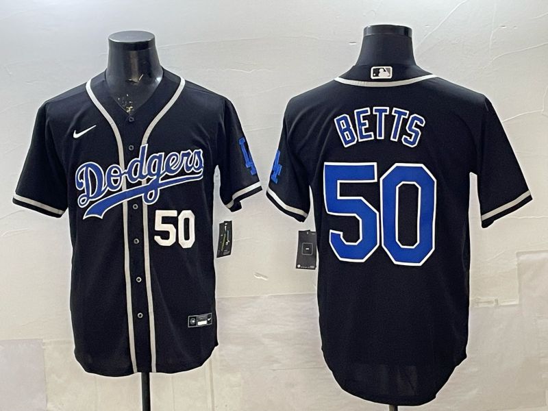 Men 2025 Nike Los Angeles Dodgers #50 Betts Black Game MLB Jersey 03->los angeles dodgers->MLB Jersey
